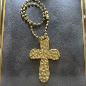 Bag Charm Gold Cross Vintage Hammered Style  Medium